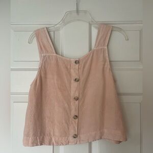 Madewell Peach Linen Blend Button Top